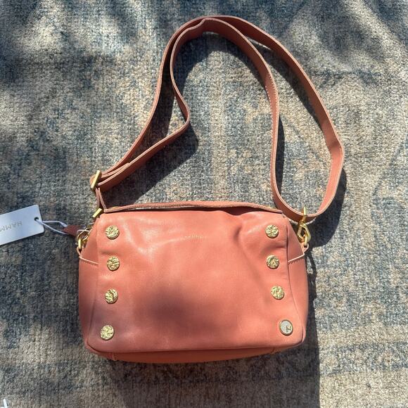 Hammitt Women's Sorbet Pink Brushed Gold Evan Leather Crossbody Bag Size S - Picture 2 of 8